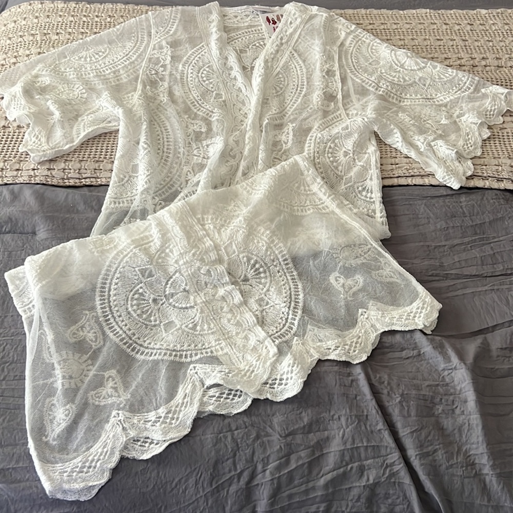 LACE KIMONO COVER-UP OS